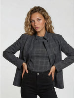 Load image into Gallery viewer, Check Mandarin Collar Blazer Women N6C119