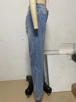 Load image into Gallery viewer, Patchwork Wide Leg Flare Jeans Women Blue N6D155