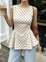 Load image into Gallery viewer, Polka Dot Hem Sleeveless Top Women N6E160