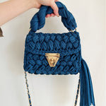 Load image into Gallery viewer, Handwoven Crochet Solid Shoulder Bag Tassel Purse N6F095
