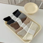 Load image into Gallery viewer, Solid Color Ribbed Crew Socks Women Cotton Stackable M5A309