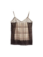 Load image into Gallery viewer, Lace Trim Striped Camisole Top Brown N6F206