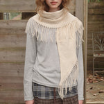 Load image into Gallery viewer, Wool Blend Solid Color Fringe Triangle Scarf N6K237