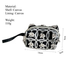 Load image into Gallery viewer, Black Embroidered Canvas Top-Handle S5P364