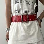Load image into Gallery viewer, Women's Faux Leather Studded Wide Belt N6J136