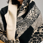 Load image into Gallery viewer, Leopard Faux Cashmere Scarf Women Warm Poly Cape M5A328