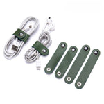 Load image into Gallery viewer, Leather Cable Organizer Pouch Set 4 Pack Cord Wrap N6G010