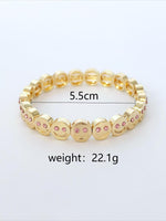 Load image into Gallery viewer, Enamel Drip Smiley Face Rhinestone Elastic Bracelet N6A212