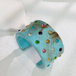 Load image into Gallery viewer, Colorful Crystal C-Shape Resin Bangle Bracelet N6F097