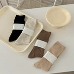 Load image into Gallery viewer, Solid Color Ribbed Crew Socks Women Cotton Stackable M5A309