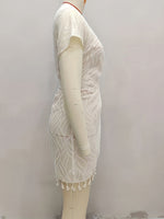 Load image into Gallery viewer, Sheer Chiffon Beach Dress Cross-tie Fringe Women N6B049