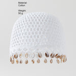Load image into Gallery viewer, Hand Crochet Shell Pendant Cotton Cap Women N6G213
