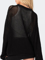 Load image into Gallery viewer, Sexy Openwork Knit Pullover Sweater Women N6D074