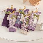 Load image into Gallery viewer, Purple Houndstooth Mid-Calf Socks Women Campus N6H029