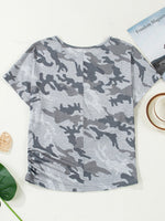 Load image into Gallery viewer, Camouflage Print Round Neck T Shirt Women N6B094