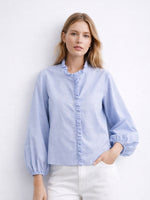 Load image into Gallery viewer, Ruffle Detail Poplin Crop Shirt Women N6C103