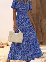 Load image into Gallery viewer, Multi Ruffle Sleeve Long Floral Smock Dress Women N5A972