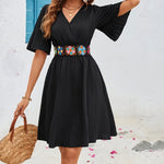 Load image into Gallery viewer, Black Embroidery Lace A Line Smock Dress Women N5A945