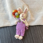 Load image into Gallery viewer, Handmade Felt Rabbit Keychain Balloon Bunny Bag Charm N6G002
