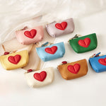Load image into Gallery viewer, Top Grain Leather Heart Zipper Key Wallet Women Mini S5P933