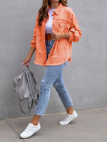 Load image into Gallery viewer, Distressed Denim Jacket Mid Length Raw Hem N5Z166