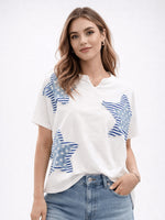 Load image into Gallery viewer, Star Print Street Style Round Neck T-shirt Women N6C337