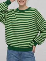 Load image into Gallery viewer, Backless Color Block Stripe Oversized Knit Pullover N6G185