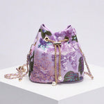 Load image into Gallery viewer, Floral Embroidered Sequin Mesh Bucket Bag Women N6E010