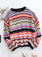 Load image into Gallery viewer, Striped Color-Block Loose Round Neck Pullover Sweater N6H303