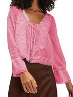 Load image into Gallery viewer, French Lace U Neck Blouse Women N6C097