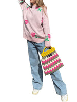 Load image into Gallery viewer, Rose Print Round Neck Sweater Women Multiple Colors N5A537