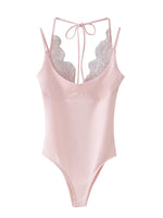 Load image into Gallery viewer, Lace Panel Halter Neck Bodysuit N6F015