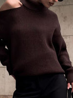 Load image into Gallery viewer, High Neck Off-Shoulder Pullover Sweater Women N5A505