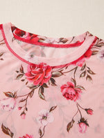 Load image into Gallery viewer, Floral Print Round Neck Long Sleeve Top Women Pink N6B089