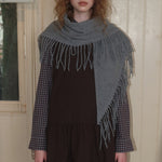Load image into Gallery viewer, Wool Blend Solid Color Fringe Triangle Scarf N6K237