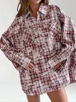 Load image into Gallery viewer, Plaid Long Sleeve Shirt Women Red N5A546