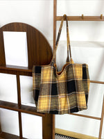 Load image into Gallery viewer, Women's Plaid Wool Tote Shoulder Bag N6J183