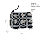 Load image into Gallery viewer, Black White Embroidered Canvas Zip Pouch S5P361