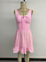 Load image into Gallery viewer, Sweet Ruffle Lace Bow Strapless Dress Women N6E166