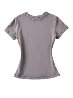 Load image into Gallery viewer, Fitted Round Neck Short Sleeve T-shirt Women N6D086