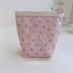 Load image into Gallery viewer, Floral Bow Embroidered Cosmetic Pouch Cotton Nylon S5P287