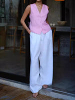 Load image into Gallery viewer, Linen Blend Wide Leg Trousers Women Multiple Colors N5A549