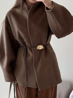 Load image into Gallery viewer, Brown Tailored Wool Blend Womens Coat N5A482