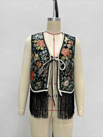 Load image into Gallery viewer, Floral Embroidery Fringe Vest Women N6D207