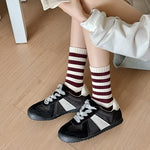 Load image into Gallery viewer, Red Stripe Sport Socks Women Cotton Mid Calf Athletic M5A292