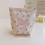 Load image into Gallery viewer, Floral Bow Embroidered Cosmetic Pouch Cotton Nylon S5P287