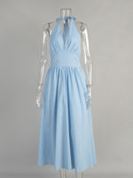 Load image into Gallery viewer, Tie-Waist V-Neck Flared Maxi Dress Women N6D120