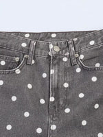 Load image into Gallery viewer, Gray Polka Dot Mid-Rise Loose Ankle Jeans N6F252