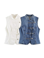 Load image into Gallery viewer, Denim Vest Knot Front Slim Fit Sleeveless N6F192
