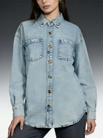 Load image into Gallery viewer, Washed Relaxed Fit Denim Shirt Women N6D164
